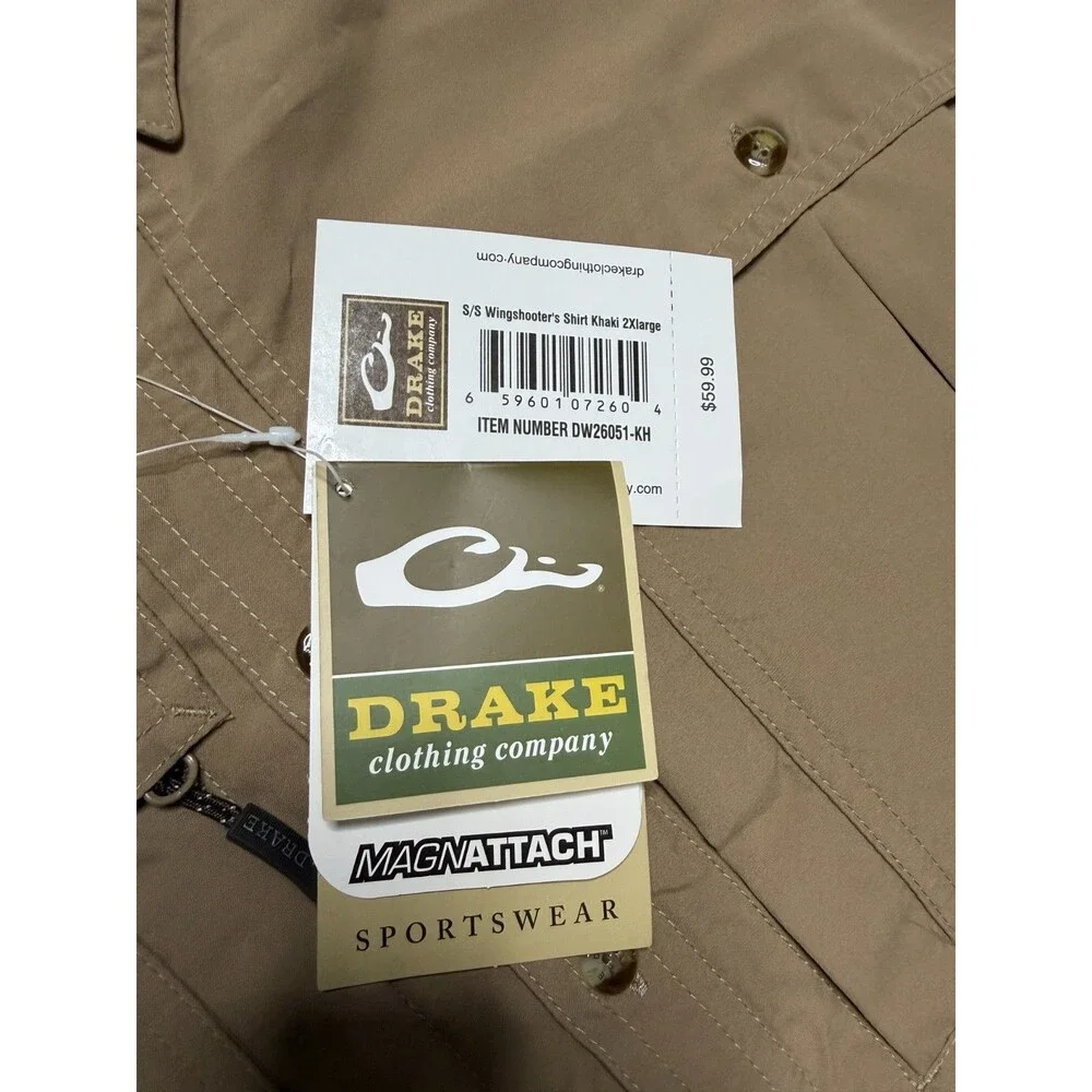 Drake Flyweight S/S Wingshooter's Shirt Khaki Mens 2XL Waterfowl Fishing Hunting